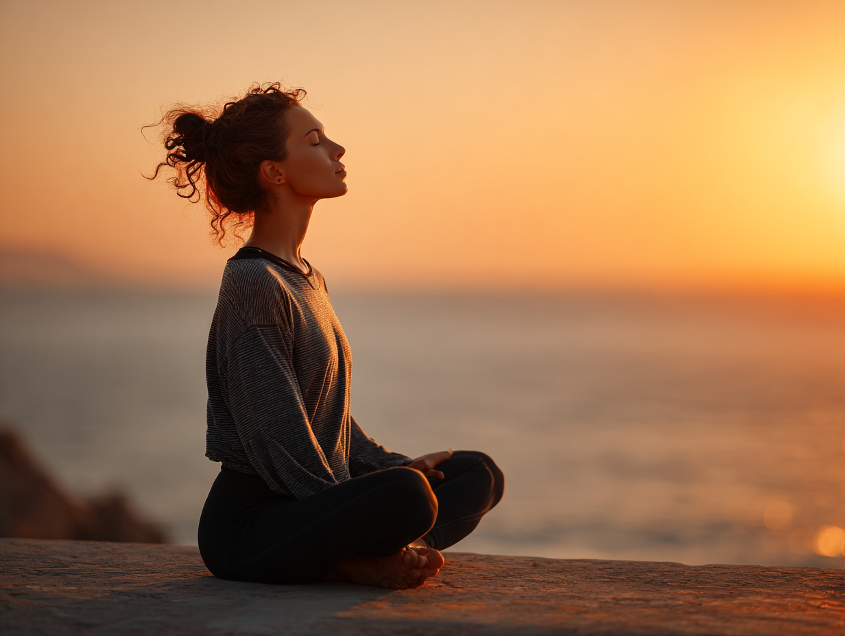 Békés jóga gyakorlás természetes környezetben